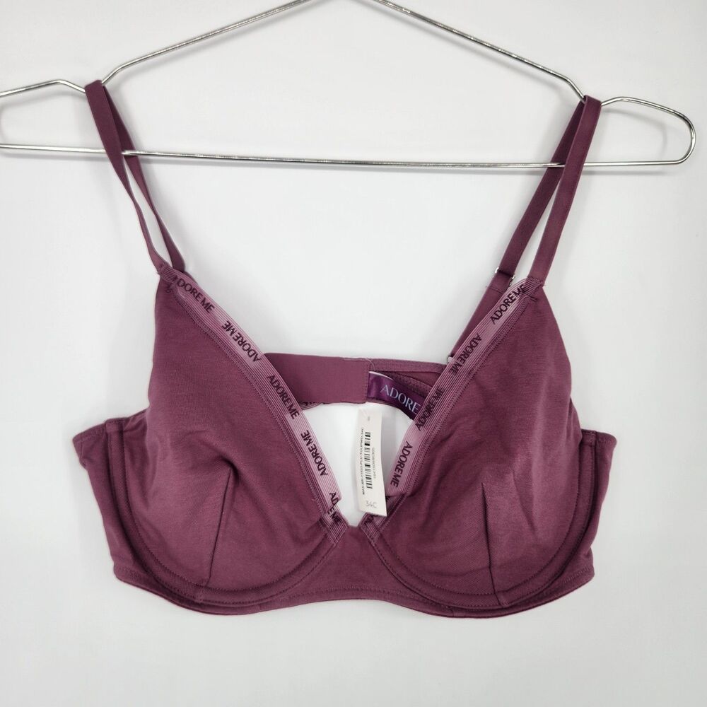 Adore Me 34C Purple Noraeen Unlined Plunge Bra NWT